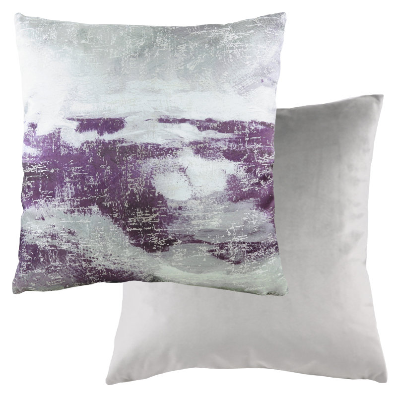 Abstract Square Throw Cushion, Steel/Purple