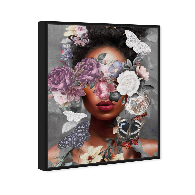 «Butterfly Explosion», impression sur toile, Toile avec cadre flottant, H 25 po x l 21 po, Noir