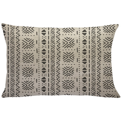  Mud Cloth Linen Lumbar Pillow