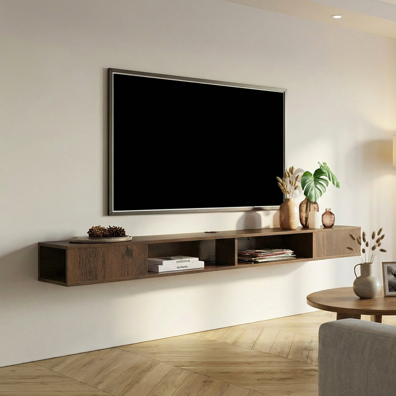 Pateros Floating TV Stand for TVs up to 78", Brown
