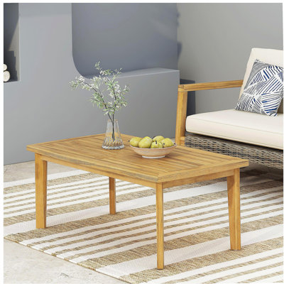 Table basse d'extérieur en bois d'acacia rectangulaire, teck, l 43,25 po x P 23,50 po x H 17,00 po