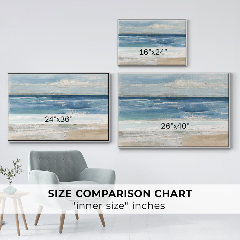 " Ocean Waves I ", 25" H x 37" W x 2" D, White Framed Canvas