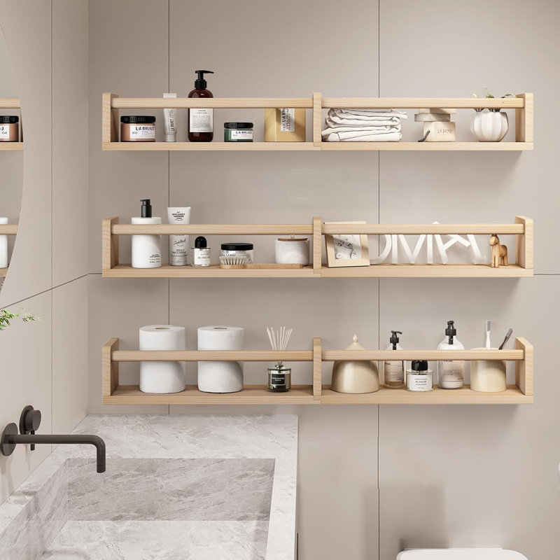 Floating Bookshelves For Nursery - Set Of 3 Wall Mounted Wood Shelves For Baby Books, Toys And Decor Storage - Space Saving Design With Easy Installation