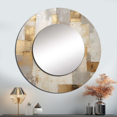 Beige And Gold Minimalism Modern Scandinavian Zen Art - Modern Scandinavian Round Mirror Wall Decor_MTMIR116164