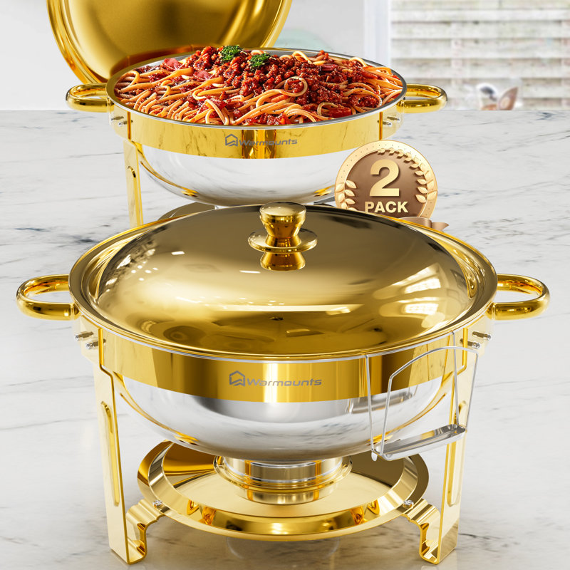 Ensemble de 2 plats à frire dorés 5QT pour buffet