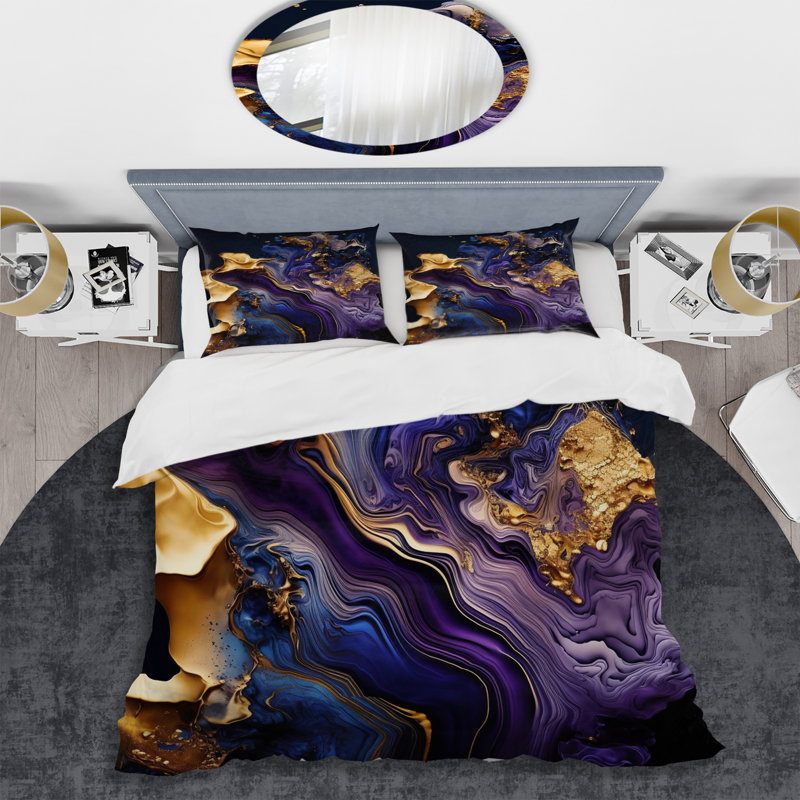 Ensemble de housse de couette Abstract Marble Geode Purple I BeddingMicrofiber / Polyester