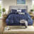 Piece Bedding Sets Queen Polyester Tufted Modern Navy Bedroom Home