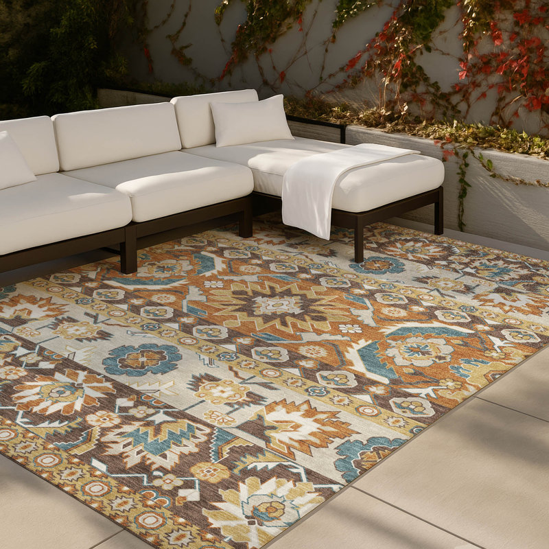 Tapis traditionnel lavable à la machine intérieur / extérieur ACN2583, Chocolat, 2 pi 6 po x 3 pi 10 po