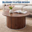 Table basse ronde 31,5 pouces, petite table d'appoint circulaire en forme de cercle avec cadre en métal pour le salon, brun-990035571