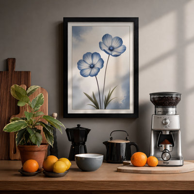 Delicate Blue Blooms Botanical - Framed Print