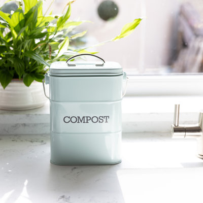 Living Nostalgia 3L Metal Compost Odor Resistant Indoor Compost Bucket