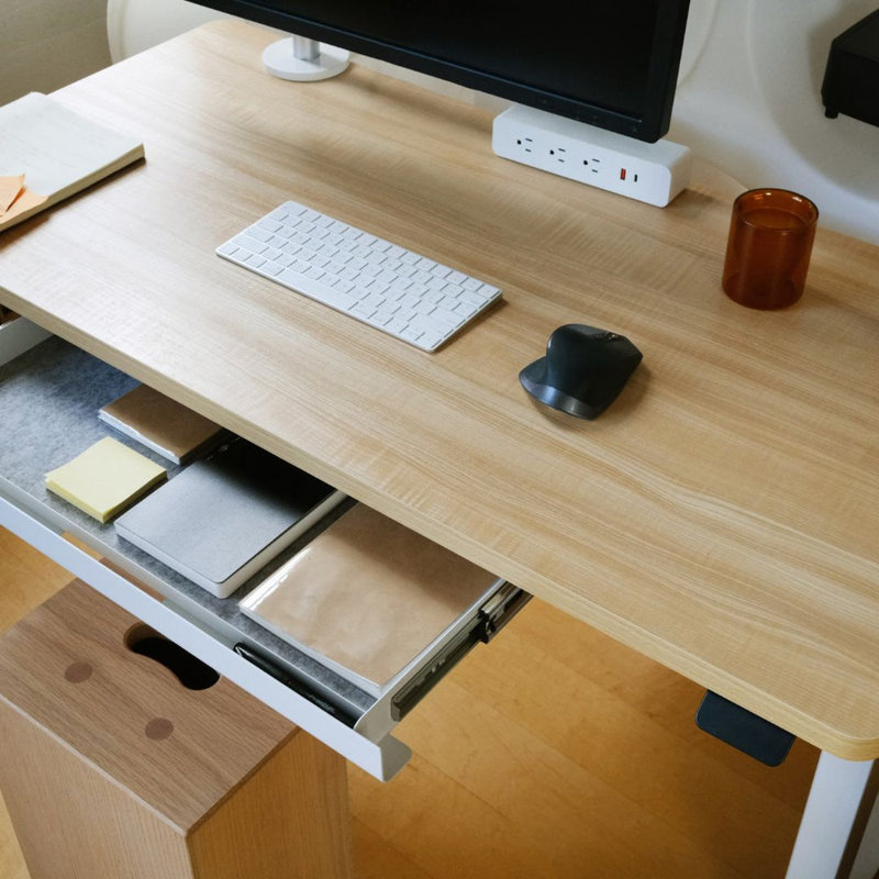 Duo Standing Desk, Woodgrain, 47.3" H x 48" W x 24" D, White