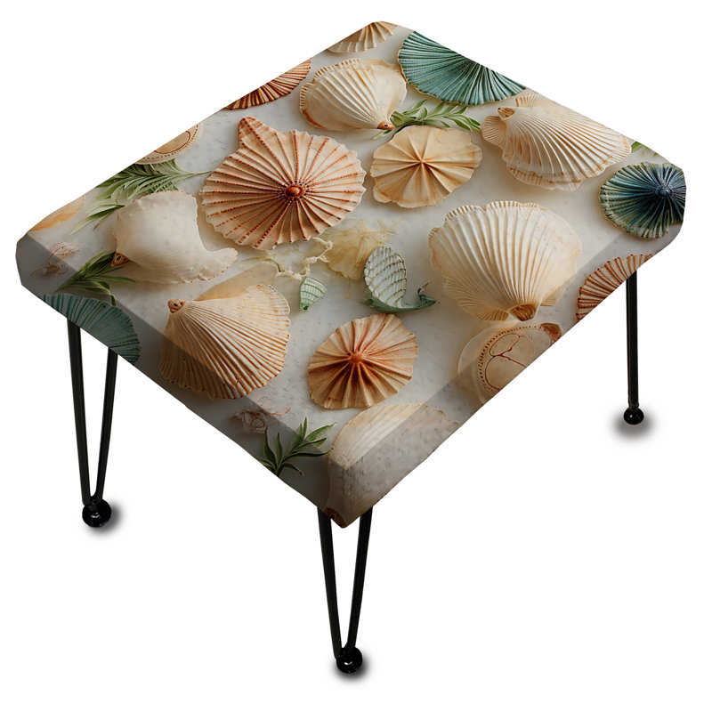 Motif de coquillages rétro vintage - repose-pieds rectangulaire côtier