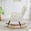 Fauteuil oscillant ergonomique capitonné en tissu avec cadre en métal robuste pour le salon, blanc ivoire-134645966