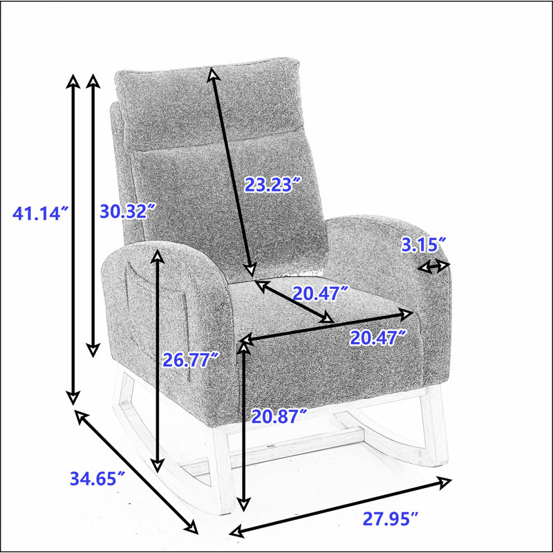 015-Teddy Fabric Rocking Chair With Right Pocket For Indoor