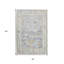 5' X 8' Ivory Blue And Charcoal Floral Area Rug