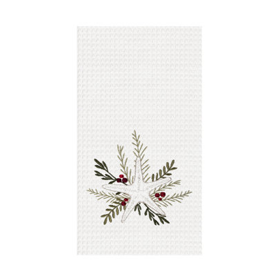 Coastal Tidings Starfish Botanical Christmas Towel