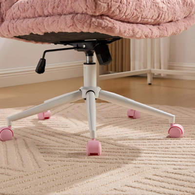 Chaise de bureau plus large en fausse fourrure moelleuse avec hauteur réglable et pivotante