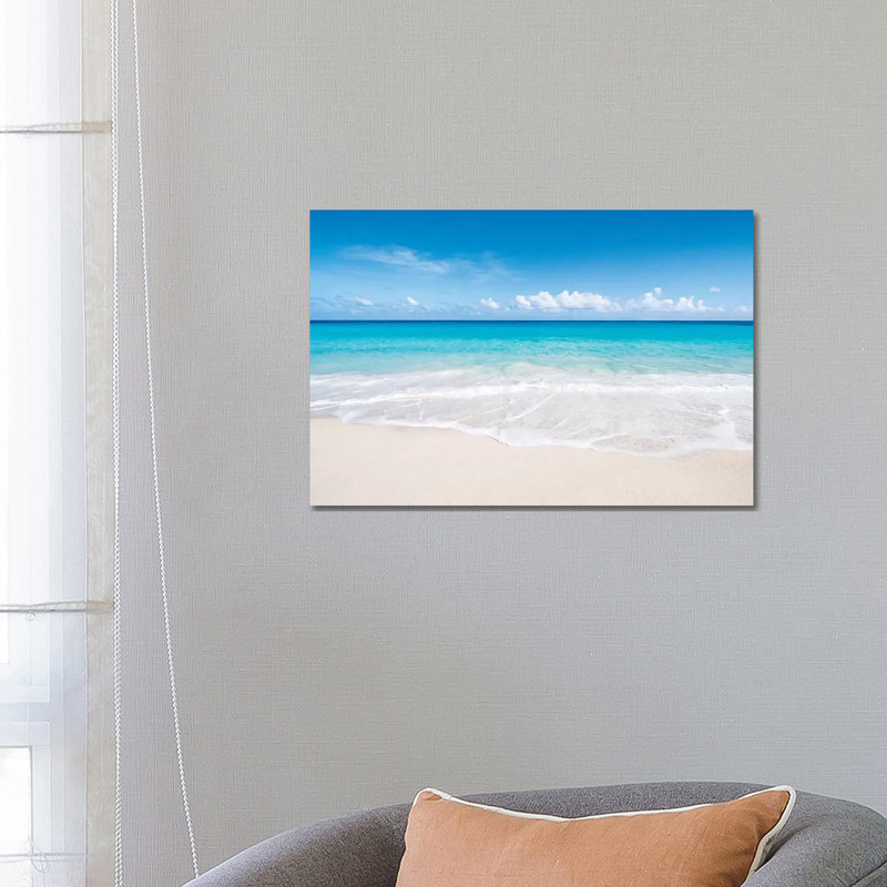 «Beautiful Beach on Bora Bora» par Jan Becke - impression d'art graphique, H 18 po x l 26 po x P 1,5 po, Toile tendue