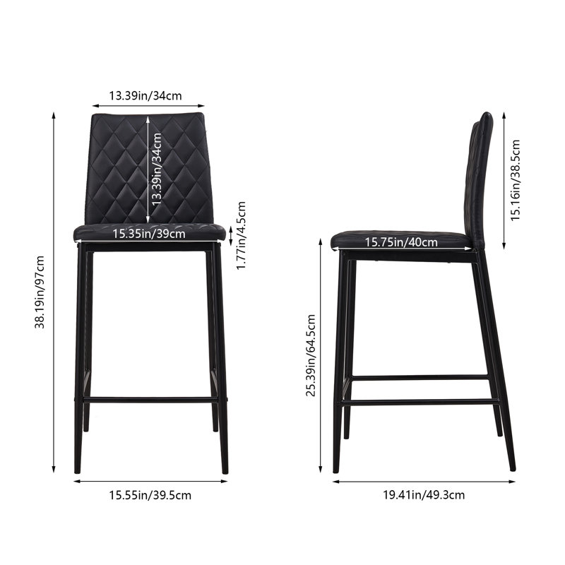 Upholstered Counter Stool with Metal Frame