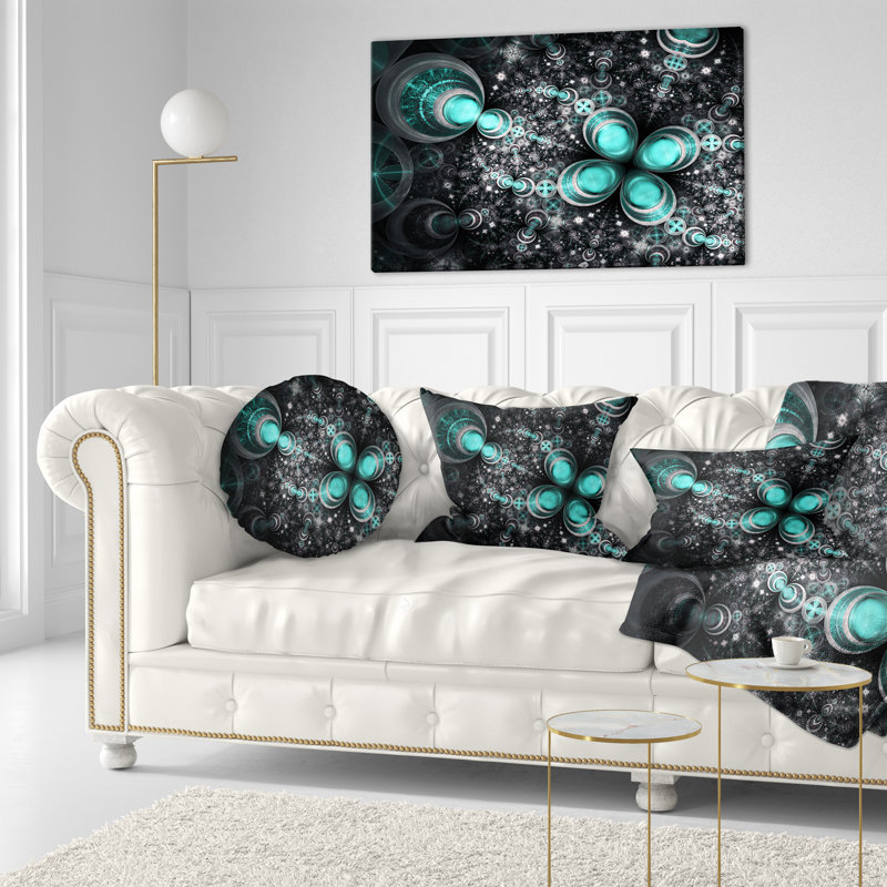 Coussin lombaire floral fractal scintillant