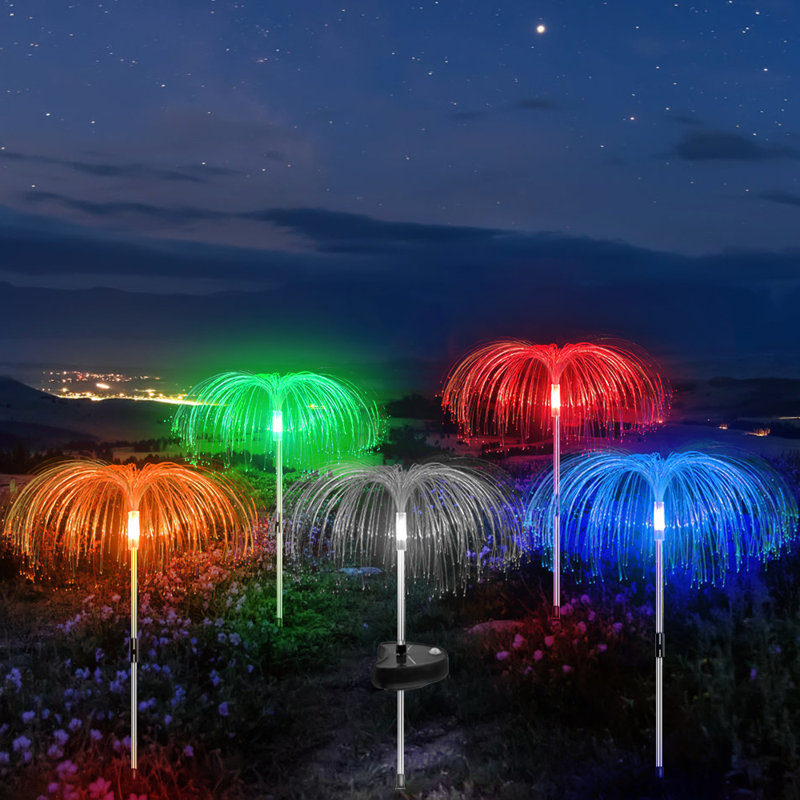 Ensemble de lumières de chemin à DEL intégrées en bleu / vert / orange à énergie solaire