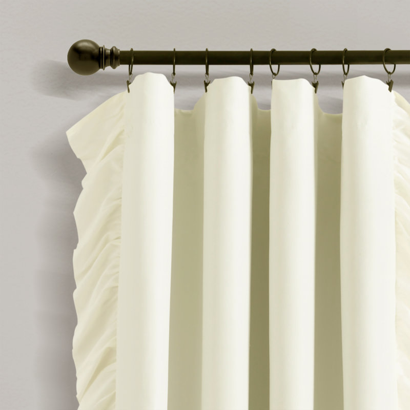 Lush Decor Reyna Ruffle Blackout Single Curtain Panel, Ivory