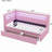 Upholstered Twin Size Platform Bed With USB Ports And LED Belt, With 2 Drawers, Pink
