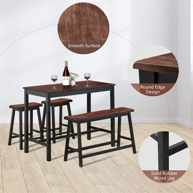 Damali 4 - Person Dining Set, Brown, Brown, Brown