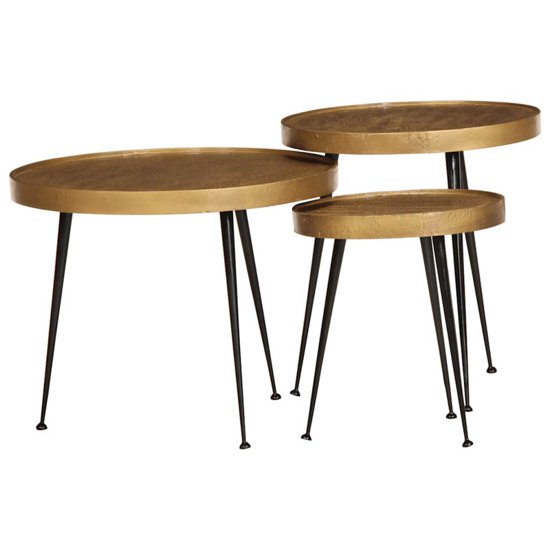 Coffee Table 3 Pcs Engineered Wood, Golden