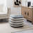 Marlando Fonzie Woven Pouf - Ivory Blue Classic Stripe Pattern Accent Pouf Ottoman, hand woven