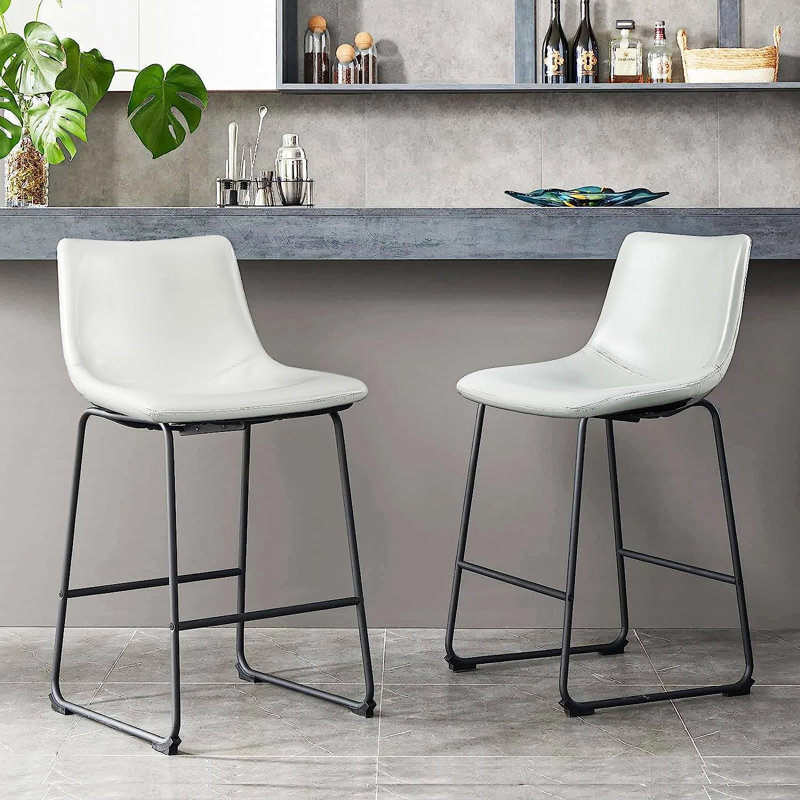 Tabourets de bar Julienn, Blanc, Tabouret de comptoir (assise de 26 po de hauteur)