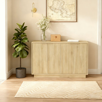 Wood Buffet Cabinet with Storage, Fluted Sideboard Large Buffet with Adjustable Shelves, Credenza, Accent Cabinet Console Table