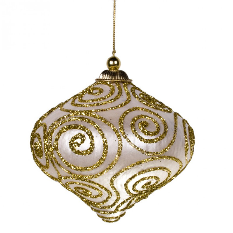 11cm Holiday Shaped Ornament, Ivory / Gold