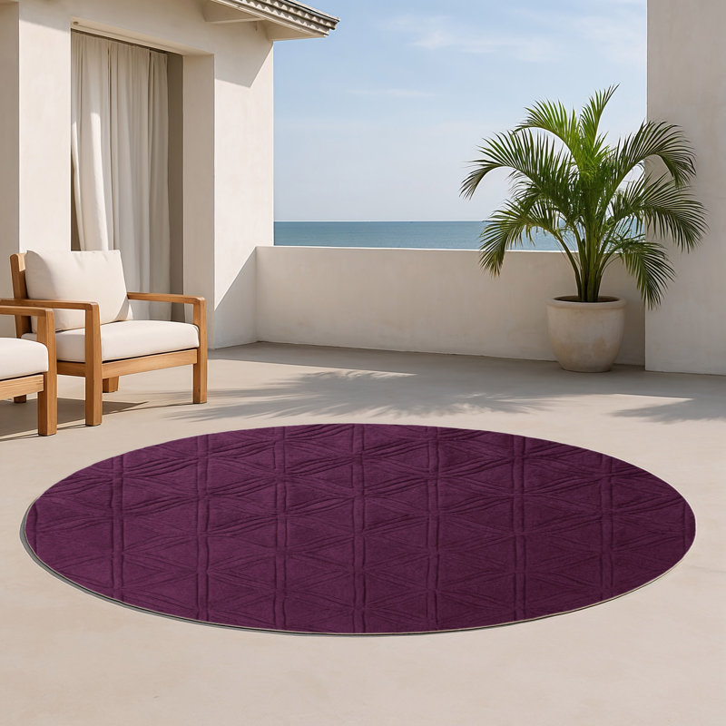 Tapis rouge intérieur et extérieur Trellis, Rond 5 pi