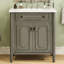 Meuble-lavabo vintage de 31 pouces avec lavabo rectangulaire, tablettes réglables et pieds cylindriques rainurés en gris antique, armoire spacieuse, installation facile, cadre en bois d'hévéa-1581798841