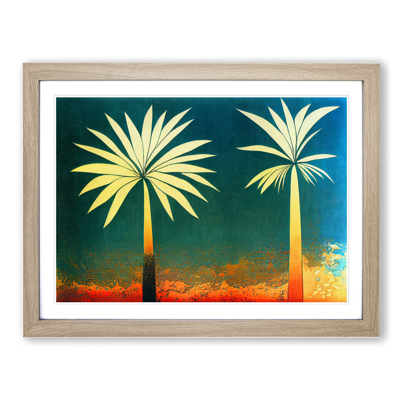 Abstract Palm Tree Art Vol.1 - Framed Print, 46cm H x 64cm W x 2cm D, Oak
