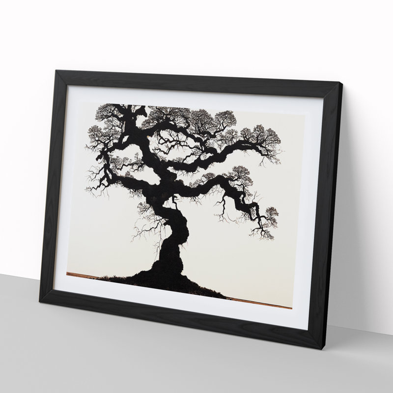 Epic Oak Tree - Single Picture Frame Painting, 46cm H x 64cm W x 2cm D, Black