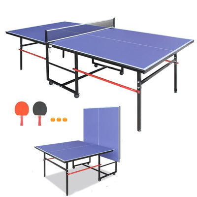 Ensemble de table de tennis de table pliable portable 8 pi / 9 pi avec 4 roues