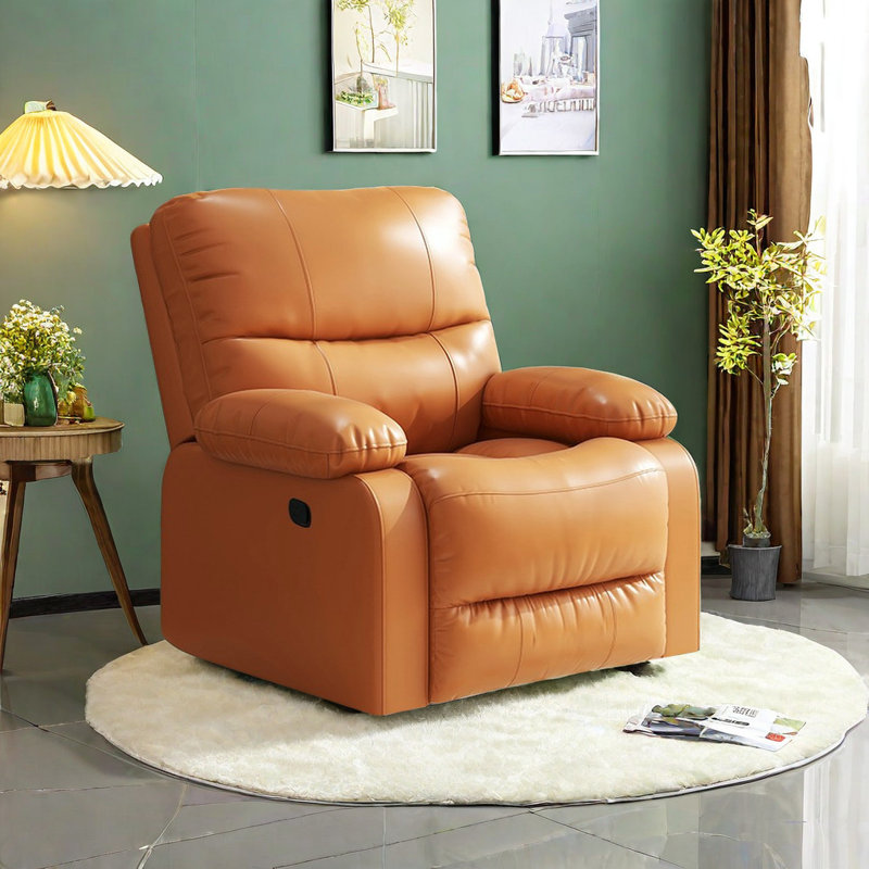 Fauteuil inclinable pivotant en similicuir Thaiz, Orange