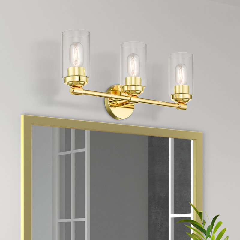Éclairage pour meuble-lavabo à intensité variable à 3 lumières Alyson, Laiton poli