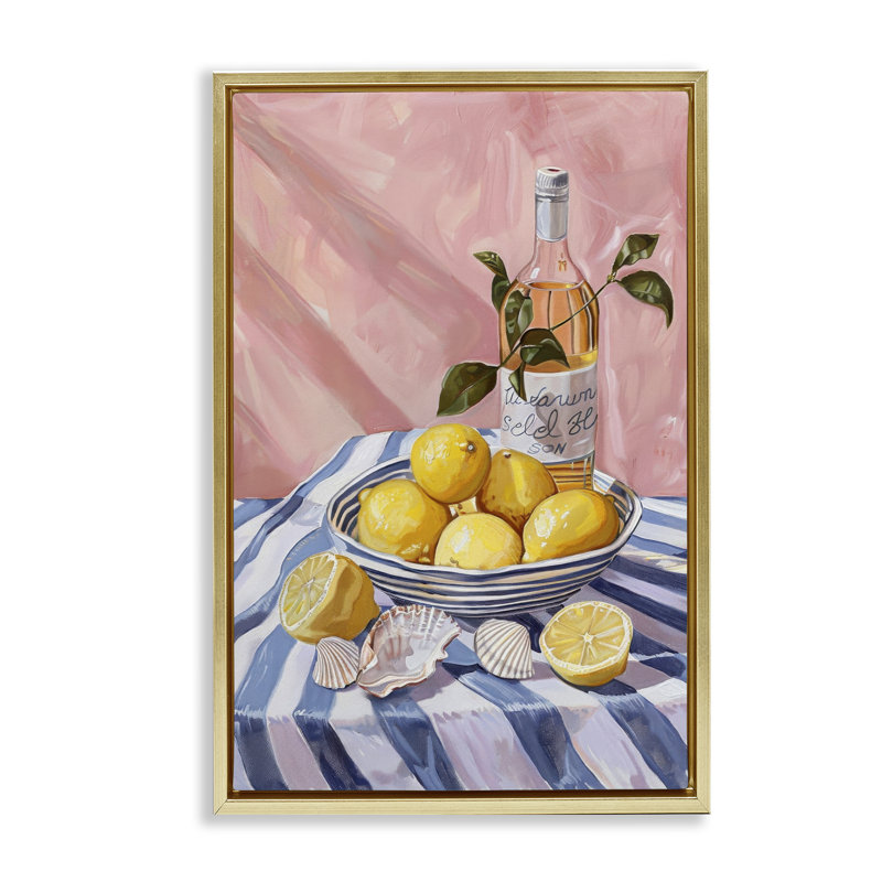  «Summer Fruit & Wine» par LSR Design Studio, H 31 po x l 21 po, Cadre flottant métallique doré