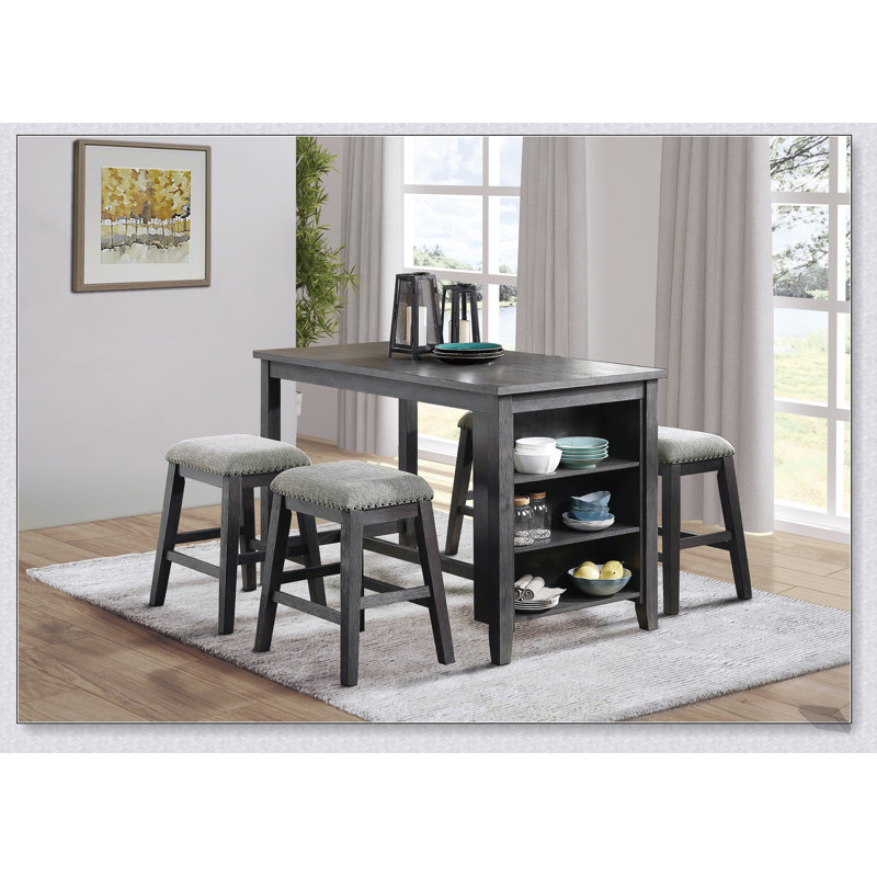 Ensemble de 2 tabourets de bar à hauteur de comptoir avec revêtement en chenille pelucheux et garniture cloutée à finition grise