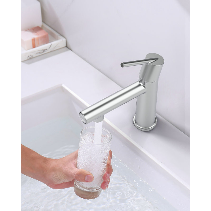 Chrome Single Handle Bathroom Faucet For 1 Or 3 Holes ,Fountain And Flow Mode Two-In-One Function,Deck Mount Laundry Vanity Sink Faucet With Two 9/16" Hoses
