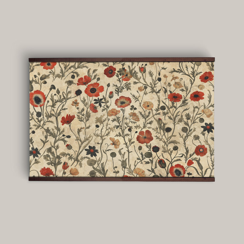Tapisserie avec fleurs et botanique rétro, H 40 po x l 60 po