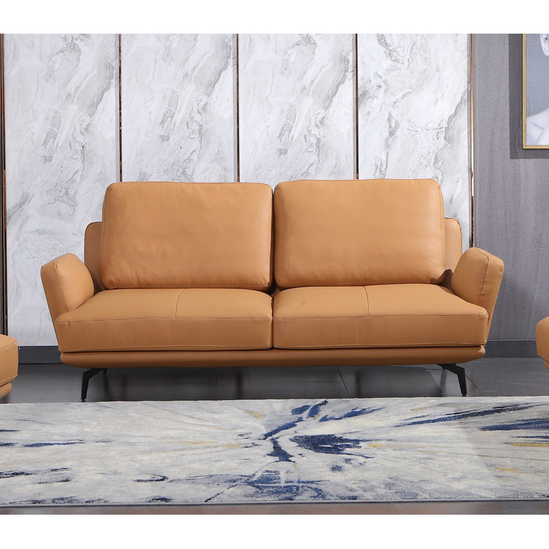 Sofa, Cognac Genuine Leather, 82"