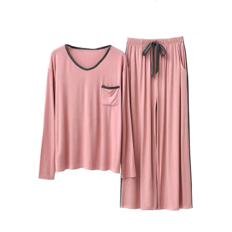 Ensemble de pyjama droit pour femme, L, Rose