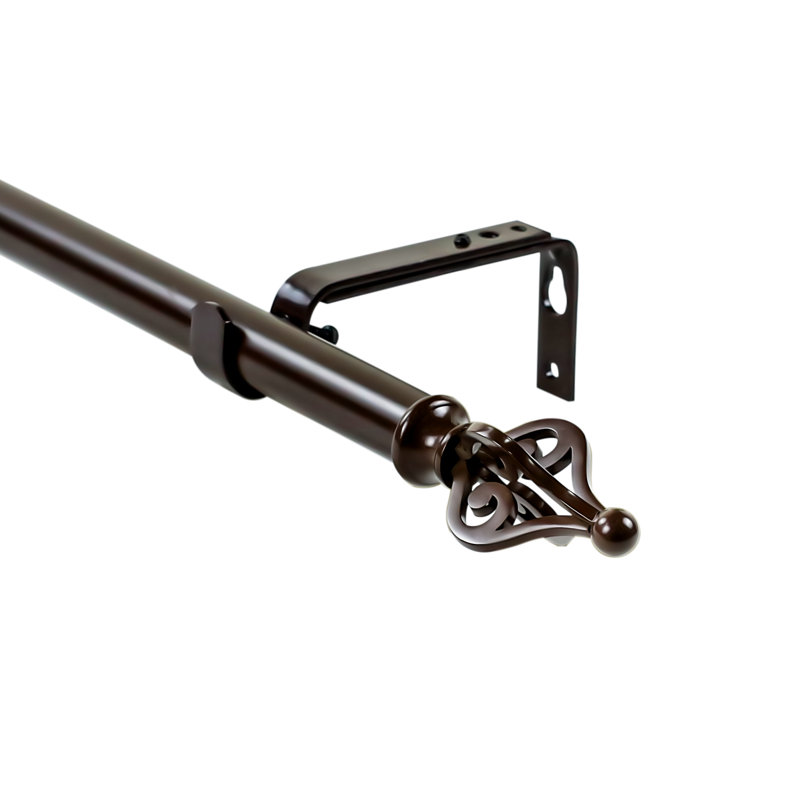 Mcqueen Steel Adjustable 1'' Single Curtain Rod, 84" - 120" W, Bronze