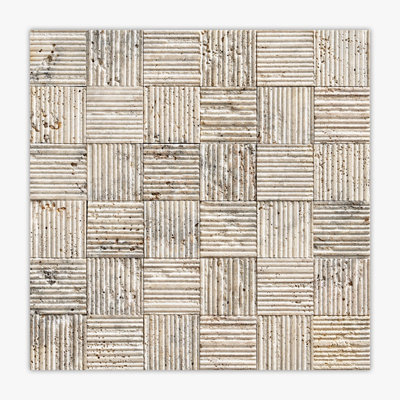 Scabos Thick-Rolled Milan Travertine Mosaic