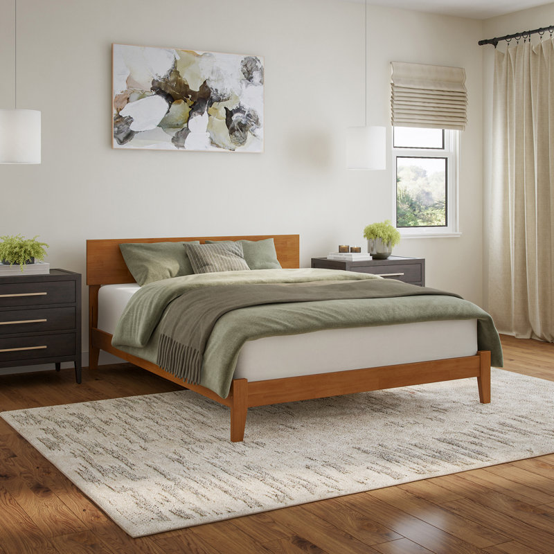 Lit plateforme en bois massif Orlando, Grand, Light Toffee